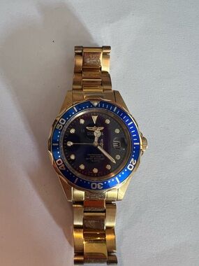 Invicta Gold and Blue Diver Style Watch